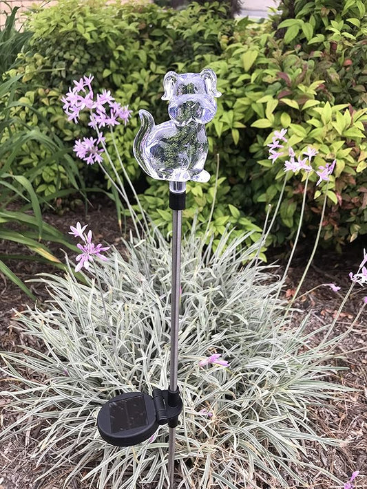 Solar Garden Stake Lights with Color Changing LED or Regular White LED Landscape Path Lights (Set of 2) (Dog) Ntertainment+House
