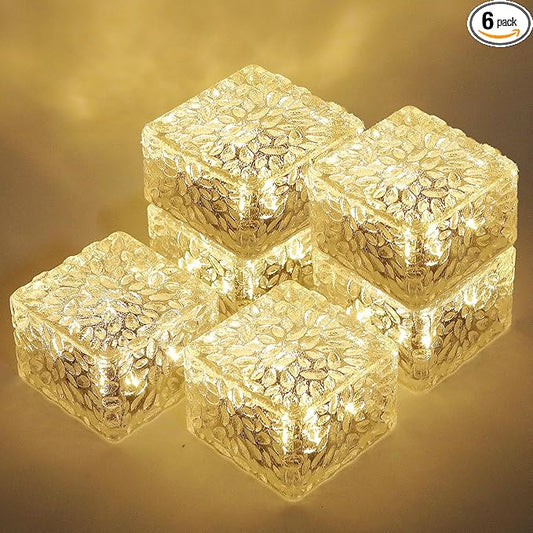 Solar Brick Lights-Outdoor Solar Lights for Yard-Solar Brick Landscape Path Light 6 Pack LED Light Brick Garden Decor for Pathway Patio Walkway Backyard Decoration MLKNK