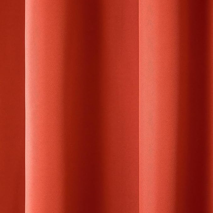 TOWN & COUNTRY BASICS Cabana Solid Heavyweight Indoor Outdoor Curtains, Light Filtering Opacity with Grommet Top, Water Repellent, 2-Pack Set, 54"x120", Mecca Orange TOWN+%26+COUNTRY+BASICS