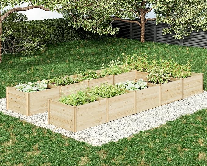 AMERLIFE U-Shaped Raised Garden Bed, 7.5Wx15Dx1.6H Free Combination Outdoor Wooden Raised Garden Bed Planter with 19.6" Depth Planter Box AMERLIFE