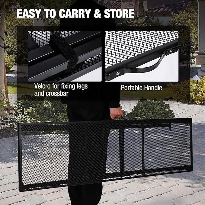 REDCAMP 55 Inch Outdoor Bar Table, Folding Paito Bar Height Hot Tub Table with Waterproof Mesh Top for Balcony, Garden, Poolside, Indoor, Rectangle Black REDCAMP