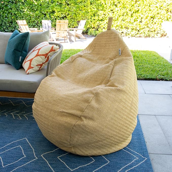 Big Joe Tuffet Weatherproof Bean Bag Chair, Natural Basket Weave, Breathable Weather Resistant Fabric, 2.5 feet Teardrop BigJoe