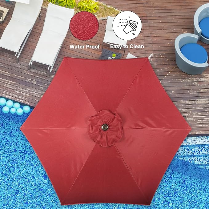 Simple Deluxe 9' Patio Umbrella Outdoor Table Market Yard Umbrella with Push Button Tilt/Crank SimpleDeluxe