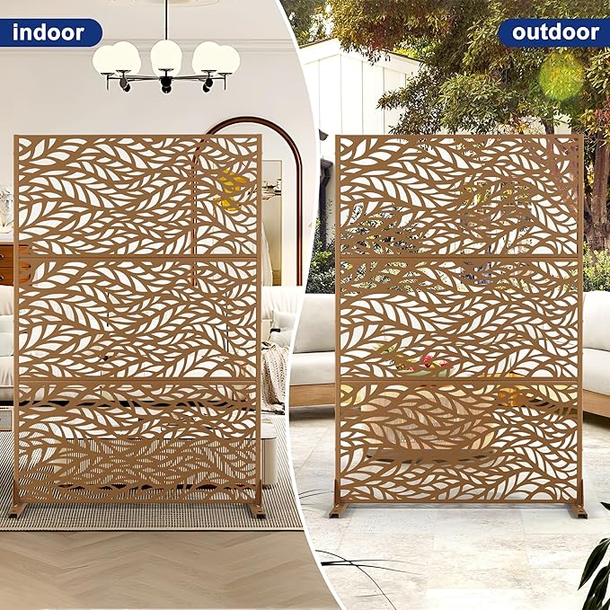 Outdoor Privacy Screen,72" H×47" W Metal Privacy Screen, Freestanding Privacy Fence Panels for Patio FENCY