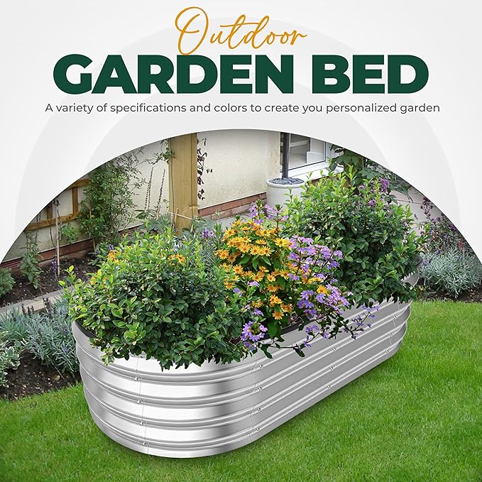 Utopia Home Galvanized Raised Garden Bed Kit 4x2x1ft, Planter Box Raised Garden Beds Outdoor, Easy Assembly Metal Raised Bed for Gardening Vegetables, Fruits, Flowers - Pack of 01 - Silver UTOPIAHOME