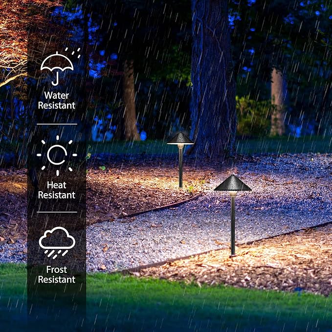 SUNVIE 8-Pack Low Voltage Landscape Pathway Lights 12-24V 3W LED Landscape Lighting 3000K Outdoor Pathway Lighting IP65 Waterproof Aluminum Wired Path Lights for Yard Garden Walkway, ETL Listed Cord SUNVIE