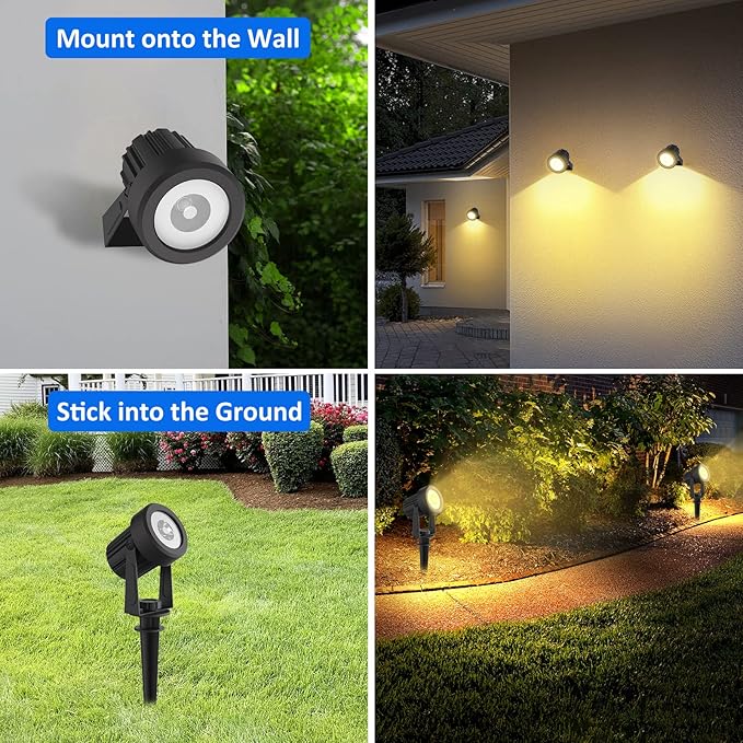 T-SUNUS Solar Christmas Spotlight Outdoor Warm White 3000K, 4-in-1 Spot Lights IP65 Waterproof 9.8ft Cable 5W Separated Panel, Auto On/Off for Garden Flag Tree Patio Yard Driveway Pathway Halloween T-SUNUSLighting