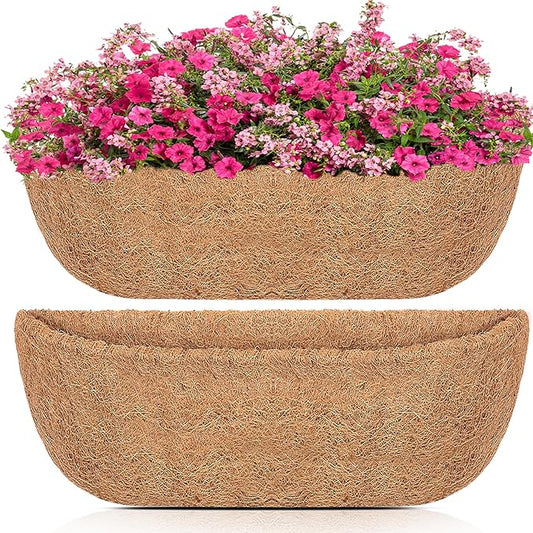 Y&M 36" Coco Liner for Window Box Deck Basket Planter Trough Coconut Fiber Liners, 2pcs Trough Coco Liner Pre-Formed Replacement YM