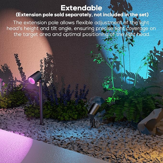 SUNTHIN 8 Pack 36W Smart Landscape Lights, RGBW Color Changing Landscape Lights with Remote, Work with Alexa and Google Home, IP65 Waterproof, for Garden, Yard, Lawn, Wall, Tree, Fence (4.5W/Light) SUNTHIN