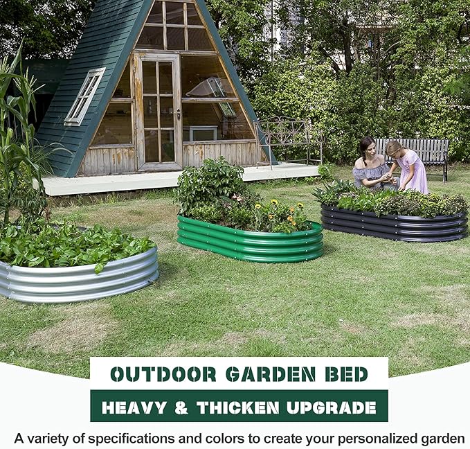 Land Guard 2Pcs Galvanized Steel Raised Garden Bed,8 x 4 x 1 ft Large Metal Raised Planter Beds, Aluminum Raised Garden Bed for Vegetables, 8 x 4 x 1ft(2pcs) Rootora
