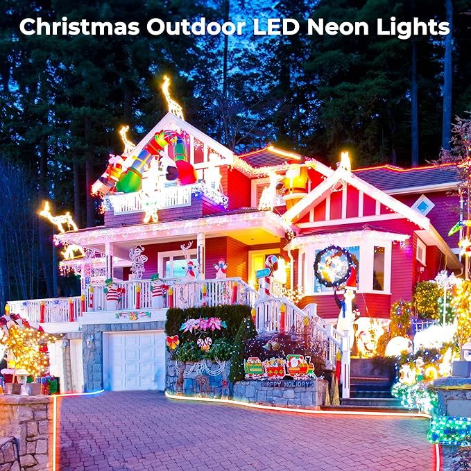 100FT LED Neon Rope Lights, Flexible Led Rope Lights Control with App/Remote, IP67 Outdoor RGB Color Changing Led Neon Lights Waterproof, Music Sync Led Strip Neon Lights for Bedroom Decor Rootora