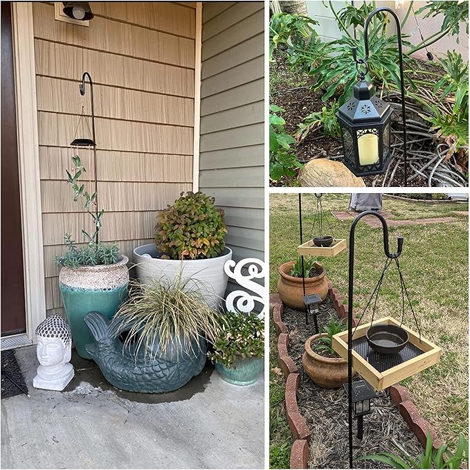 Ottsuls Shepherd-Hooks 60" Adjustable for Bird-Feeder Lantern Plant-Hook Garden-Stake - Plant Stand Hanger for Outdoor Flower Basket, Bird Feeder Hanger Weddings Decor (2 Pack) Ottsuls