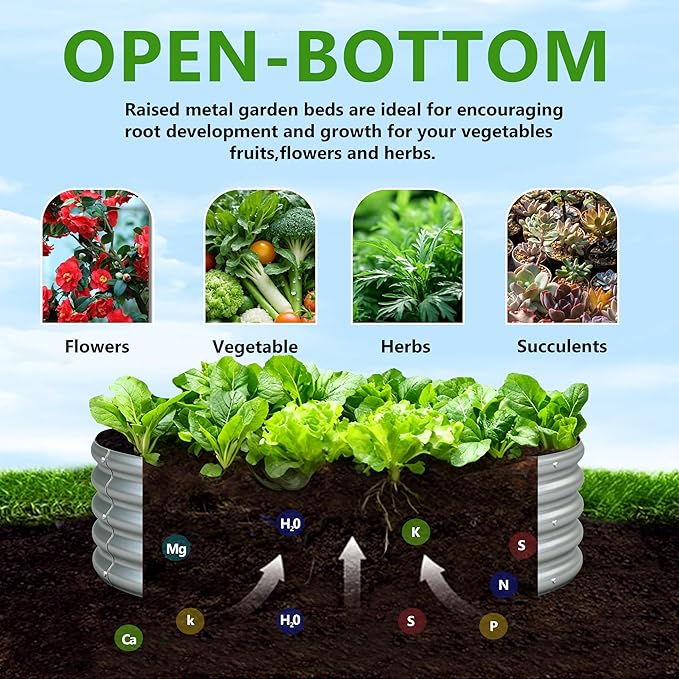 3PCS 3x3x1FT Galvanized Raised Garden Bed Kit,Vegetable Boxes-Round Metal Flower Box,Large Planter Raised Beds Outdoor Garden for Planting,Fruit,Herb-Silver Yortrek