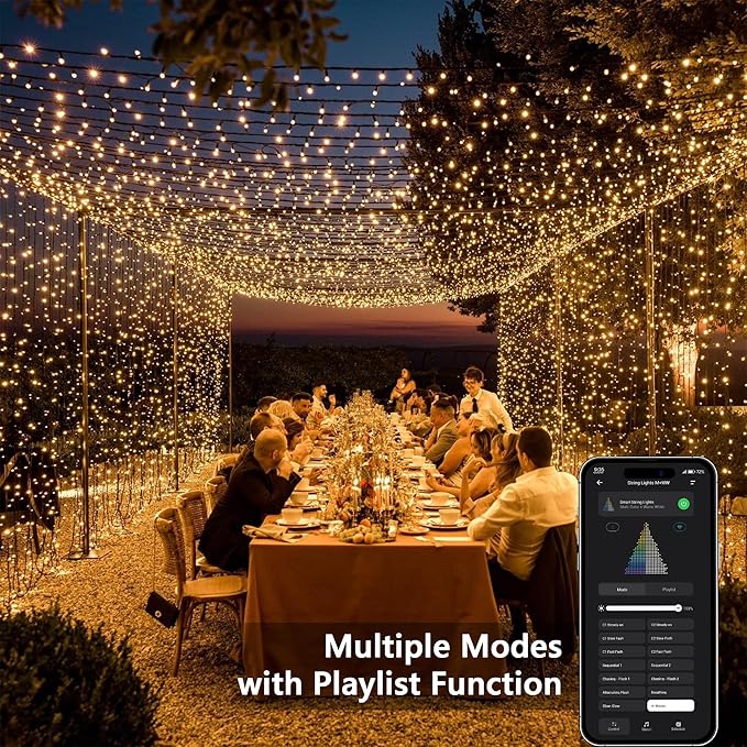 Brizled Smart String Lights, 65.61ft 200 LED Christmas Lights with APP & Voice Control, WiFi Christmas Fairy Light Warm White Music Sync Xmas Tree Lighting Green Wire for Home Xmas Tree Party Decor Brizled