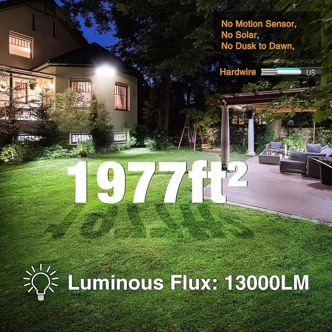 Onforu 130W LED Security Light, 13000LM Outdoor Indoor Flood Light Switch Controlled, IP65 Waterproof LED Exterior Floodlight, 6500K White Wall Mount Security Lighting for Entryway,Garage,Yard,Eave Onforu