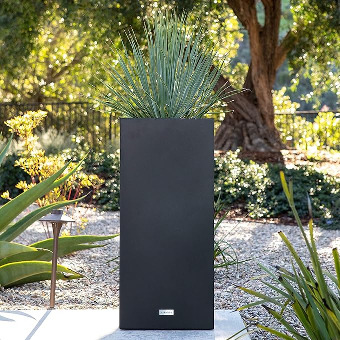 Veradek Block Series Pedestal Planter - Tall Planter for Indoor or Outdoor Front Porch | All-Weather Use with Removable Insert Bucket | Modern Décor for Flowers, Tall Trees, Faux Plants VeradekOutdoor