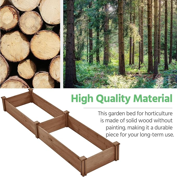 Yaheetech 8x2ft Wooden Horticulture Raised Garden Bed Divisible Elevated Planting Planter Box for Flowers/Vegetables in Backyard/Patio Outdoor, Dark Brown, 95 x 25 x 11in Yaheetech