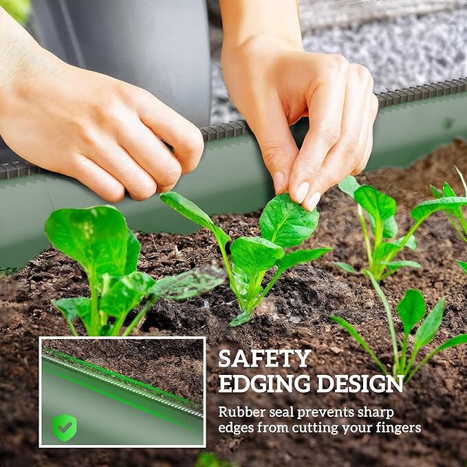 Outsunny 3.5' x 2' x 1' Galvanized Raised Garden Bed Kit, Outdoor Metal Elevated Planter Box with Safety Edging, Easy DIY Stock Tank for Growing Flowers, Herbs & Vegetables, Green Outsunny