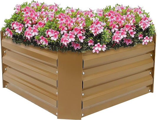 Sunnydaze 11.75" H Raised Metal Garden Bed - Galvanized Raised Garden Bed Outdoor for Vegetables and Flowers - Brown - Square SunnydazeDecor