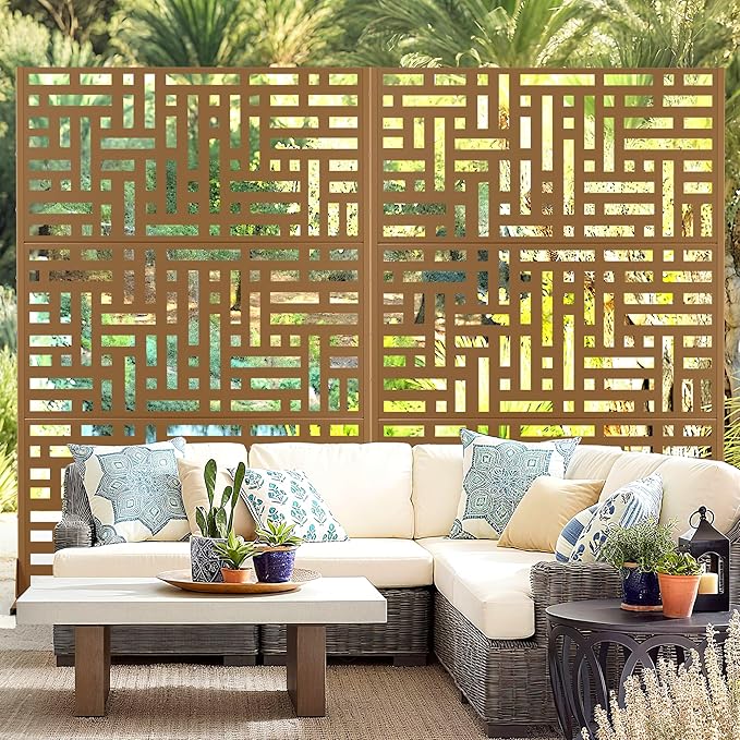 Outdoor Privacy Screen,72" H×47" W Metal Privacy Screen, Freestanding Privacy Fence Panels for Patio FENCY