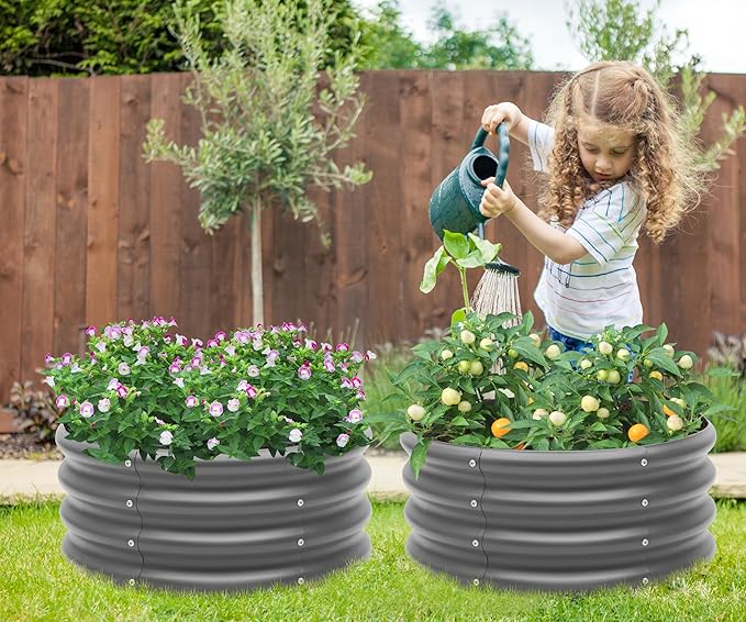 2-Pack 2x1ft Galvanized Raised Garden Bed, Outdoor Planter Bed, Metal Planter Box for Gardening and Planting Besebay