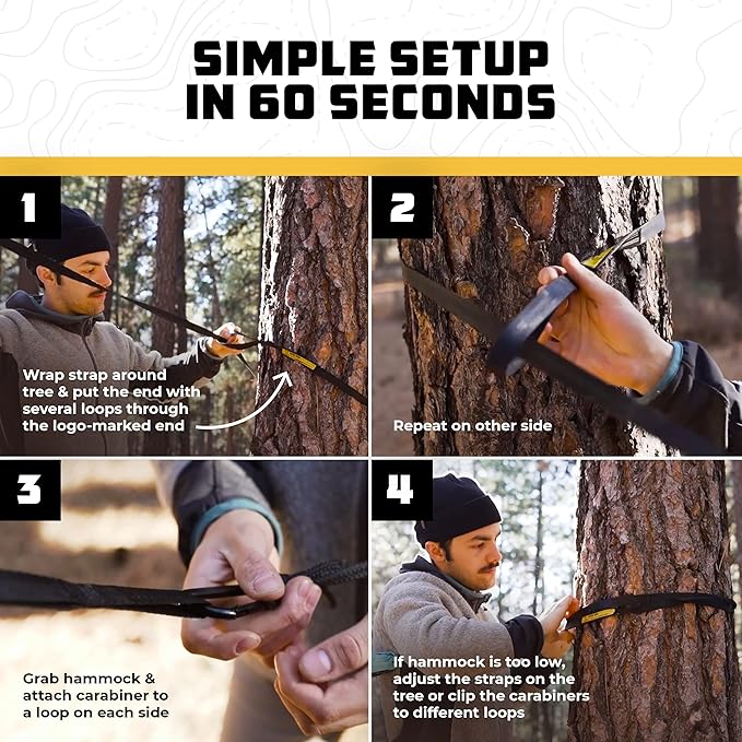 Wise Owl Outfitters Camping Hammock – 500lbs Portable Hammock with Tree Straps - Travel, Backpacking, Hiking, Outdoors Camping Gear - Single or Double WiseOwlOutfitters
