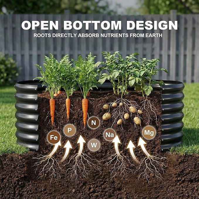 AHEONLAR 3 Pack 4×2×1.5ft Galvanized Raised Garden Beds Outdoor, Sturdy Planter Boxes for Vegetables, Fruits, Flowers and Plants, Easy Assembly, Black AHEONLAR