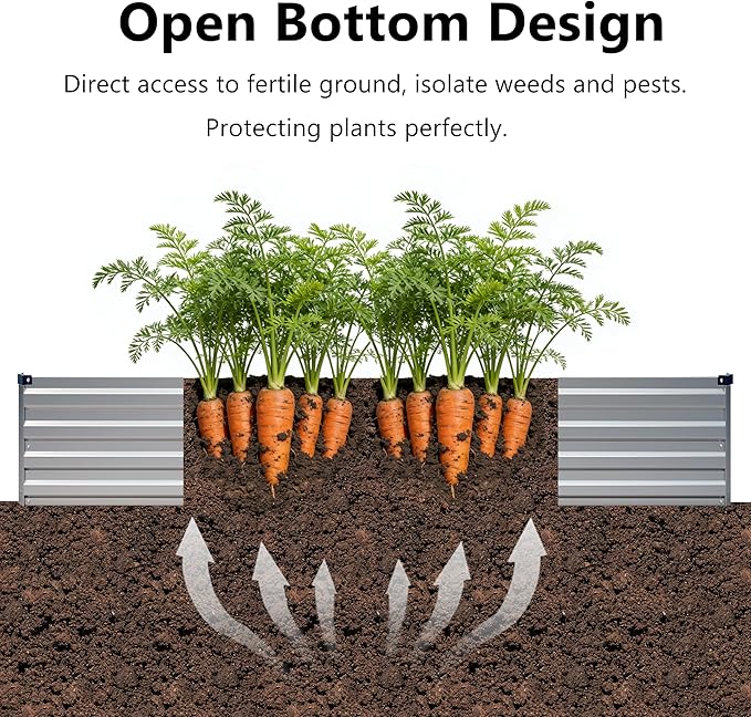 6x1.5x1 ft(2 Pack) Galvanized Raised Garden Bed,Outdoor Planter Box Metal Patio Kit Planting Bed for Vegetables Flowers and Succulents,Silver Zunatu