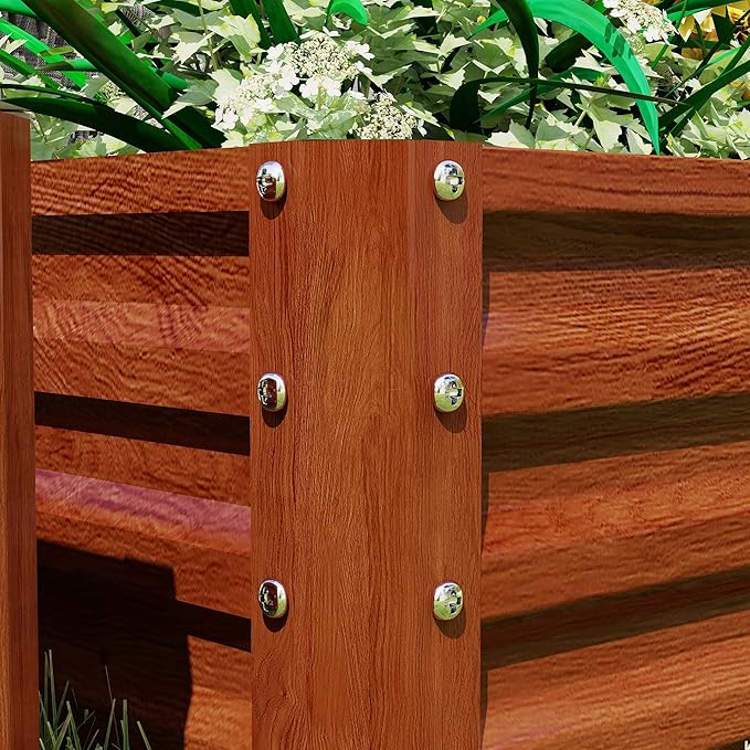 Outsunny Galvanized Raised Garden Bed, 4' x 2' x 1' Metal Planter Box, for Growing Vegetables, Flowers, Herbs, Succulents, Brown Outsunny