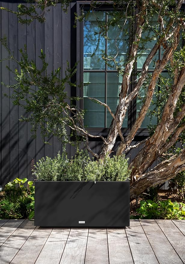 Veradek Block Series Long Box Planter - Large Rectangular Planter for Indoor or Outdoor Patio/Porch | Durable All-Weather Use with Drainage Holes | Modern Décor for Tall Plants, Flowers or Shrubs VeradekOutdoor