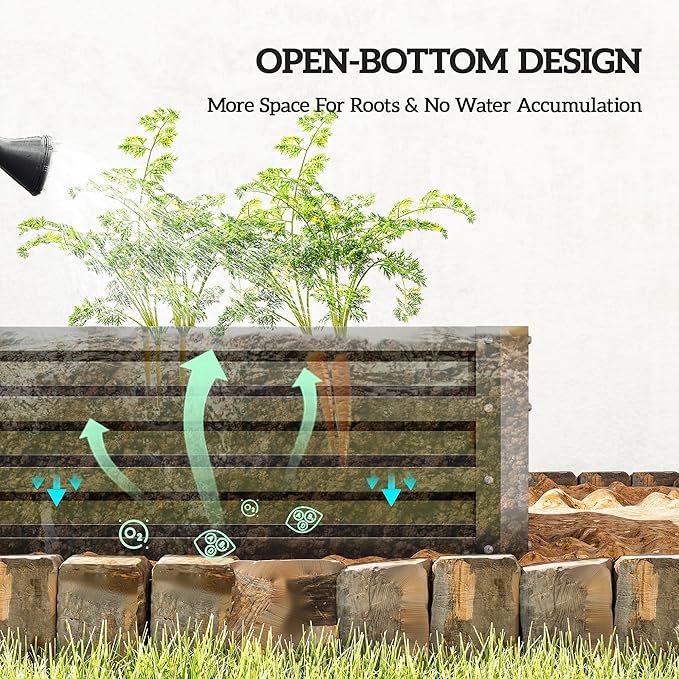 Outsunny Galvanized Raised Garden Bed, 4' x 2' x 1' Metal Planter Box, for Growing Vegetables, Flowers, Herbs, Succulents, Gray Outsunny