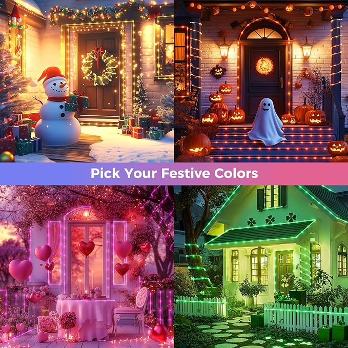 Minetom Color Changing Rope Lights Outdoor, 33FT 100 LED String Lights with Plug & Remote, Waterproof Christmas Light Outdoor Decoration, Twinkle LED Rope Light for Outside Indoor Bedroom,16 Colors Minetom