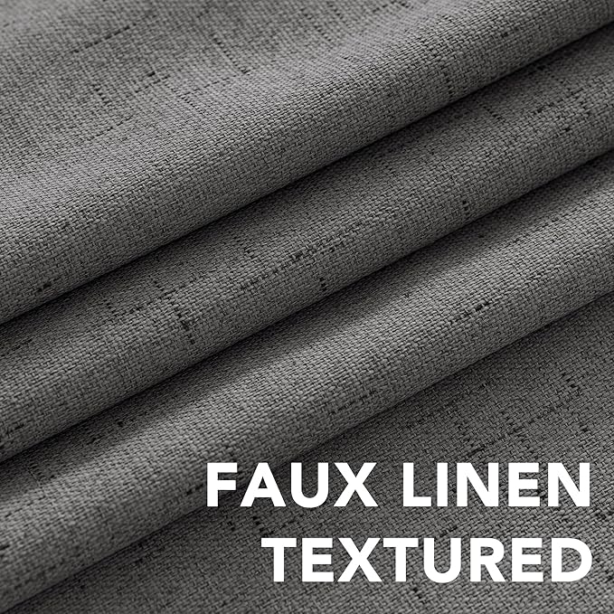 H.VERSAILTEX Primitive Linen Curtains 100% Blackout Curtain Drapes Burlap Fabric Curtains with White Thermal Insulated Liner, Grommet Top Drapes Living Room/Bedroom (2 Panels, 42 x 54 Inch, Grey) HVERSAILTEX