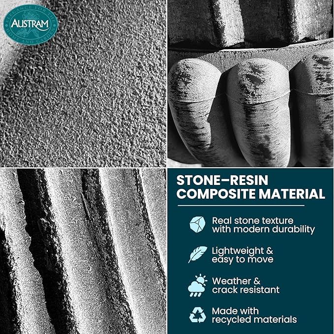 Urn Planters 22", Set of 2, Tall Stone-Resin Pedestal Planters for Outdoor Plants, Large Front Porch Decor, Patio Garden Pots, Outdoor Urns for Entryway, Porch & Deck, Grey Plant Pot Austram