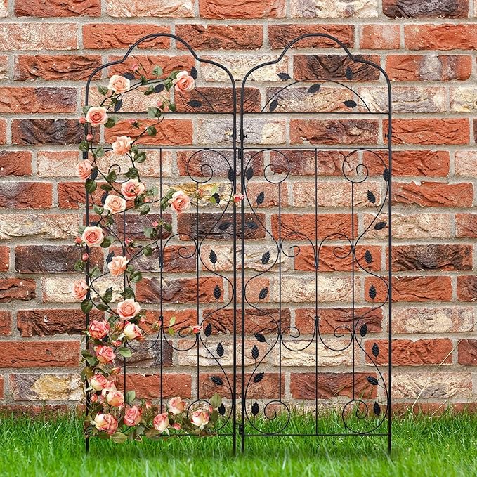 hogardeck 4 Packs 60 * 18 inch Metal Garden Trellis for Climbing Plants Outdoor,Heavy Duty,Black Coating Rustproof Trellis for Rose, Vegetable, Flowers, Expandable,Perfect for Training Climbing Plants HOGARDECK