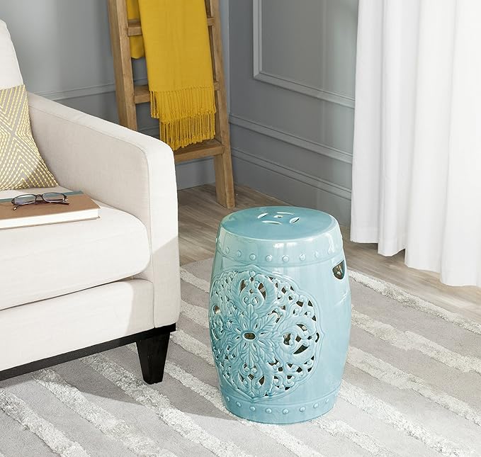 Safavieh Flora Glazed Ceramic Decorative Garden Stool, Blue SAFAVIEH