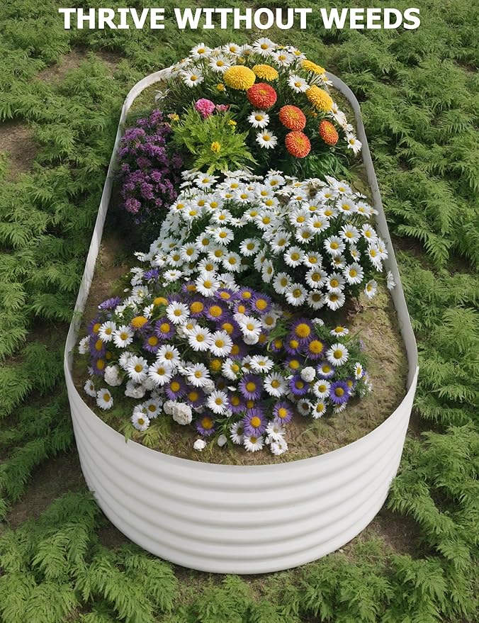 GarveeLife 2 Pcs Raised Garden Beds Outdoor 8x4x1.5 ft - Galvanized Steel Planter Box for Vegetables, Flowers, Rust-Resistant, Easy Assembly Raised Beds, Durable Planters for Outdoor Plants, Beige GarveeLife