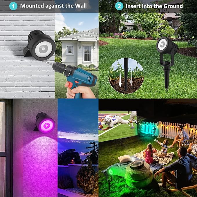 T-SUNUS RGB Solar Landscape Spotlights Christmas, Color Changing Spot Light Outdoor IP65 Waterproof Garden Lights 9.8ft Cable with Separated Panel for Yard Driveway Porch Walkway Pool Patio Halloween T-SUNUSLighting