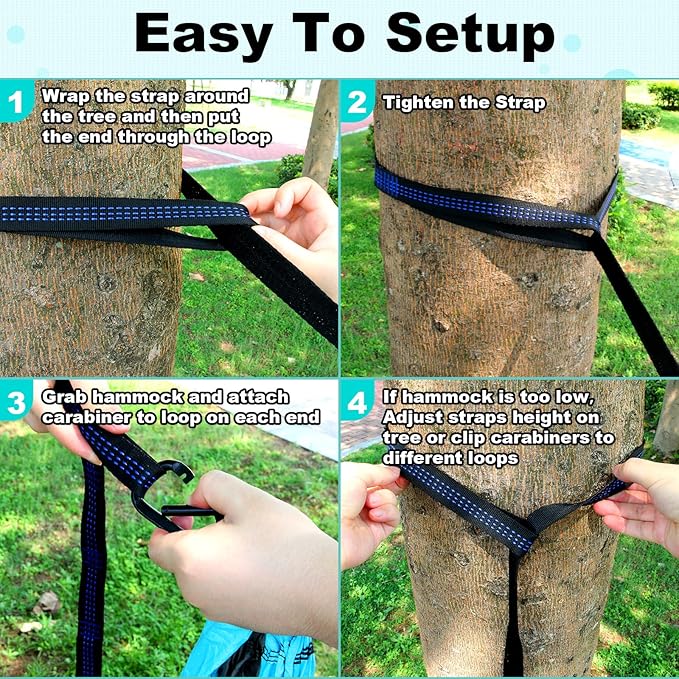 SZHLUX Camping Hammock Double & Single Portable Hammocks with 2 Tree Straps, Great for Hiking,Backpacking,Hunting,Outdoor,Beach,Camping SZHLUX