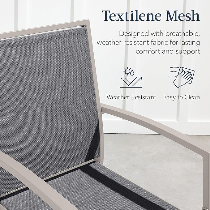 Best Choice Products Outdoor Bar Stools Set of 2, Bar Height, Patio Furniture, All Weather Mesh Design w/Armrest - Taupe/Charcoal BestChoiceProducts