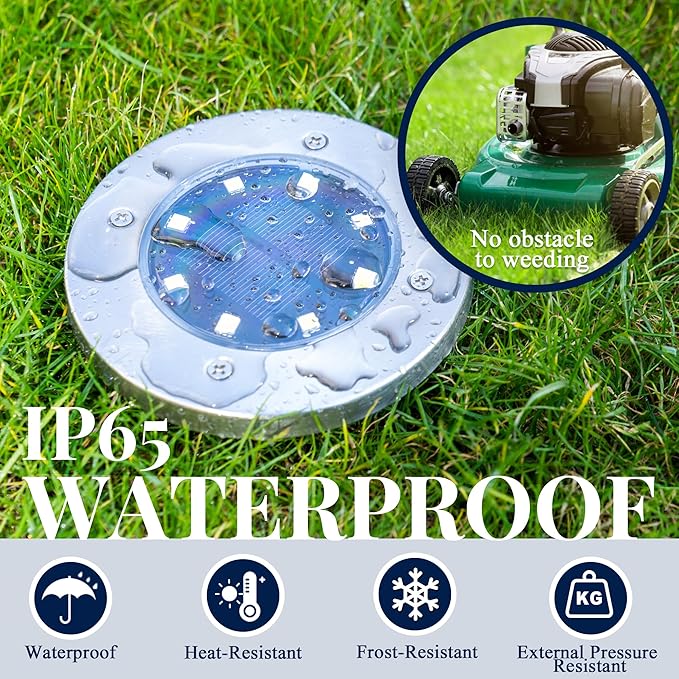SOLPEX Solar Ground Lights, 16 Pack Solar Lights Outdoor Waterproof, 8 LED Solar Powered Landscape Lighting for Garden Yard Patio Pathway Driveway Walkway (Cool White) Solpex