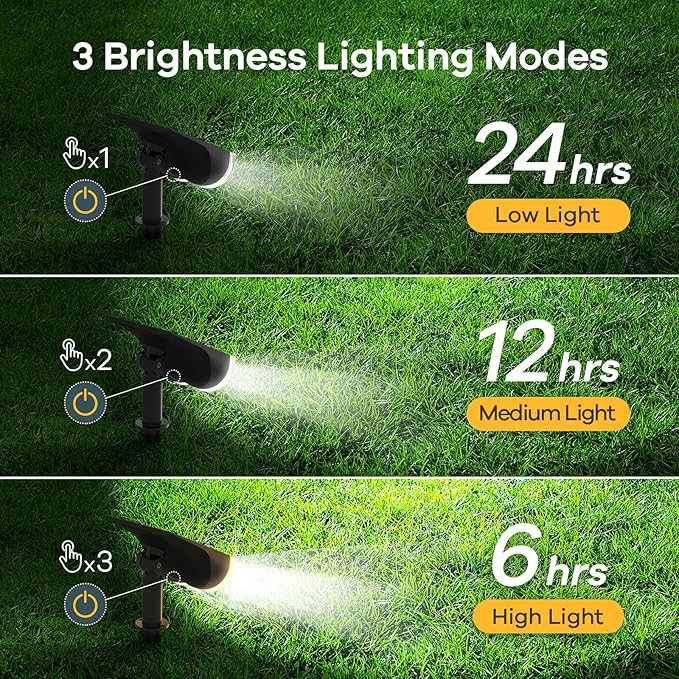 Linkind Solar Lights Outdoor Waterproof IP65, StarRay Dusk-to-Dawn Outdoor Solar Lights, 3 Lighting Modes Solar Spot Lights Outdoor for Garden, Yard, Landscape (Daylight, 4 Pack) Linkind