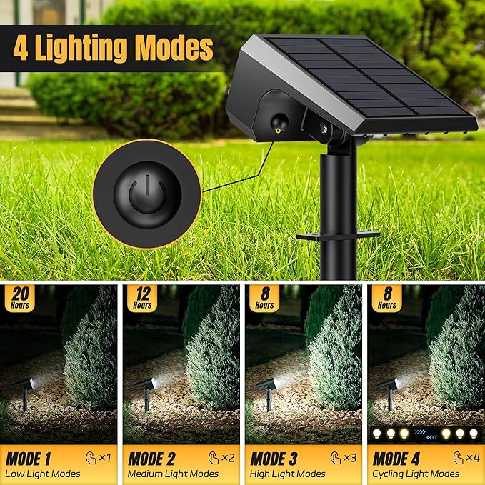 Solar Spot Lights Outdoor, [10 pack/118 LED] 4 Modes Auto On/Off Solar Landscape Spotlights, Ip67 Waterproof Solor Powered Pathway Lights for Outside Yard Garden Walkway Tree Patio (Cool White) Flaow