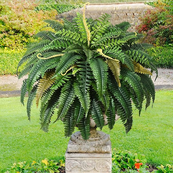 MARTINE MALL 48 inch Fake Ferns Artificial Ferns for Outdoors Look Real, 88 Branches Large Faux Boston Fern for Outdoor Planter Realistic UV Resistant Hanging Artificial Fake Plants for Porch Patio MARTINEMALL