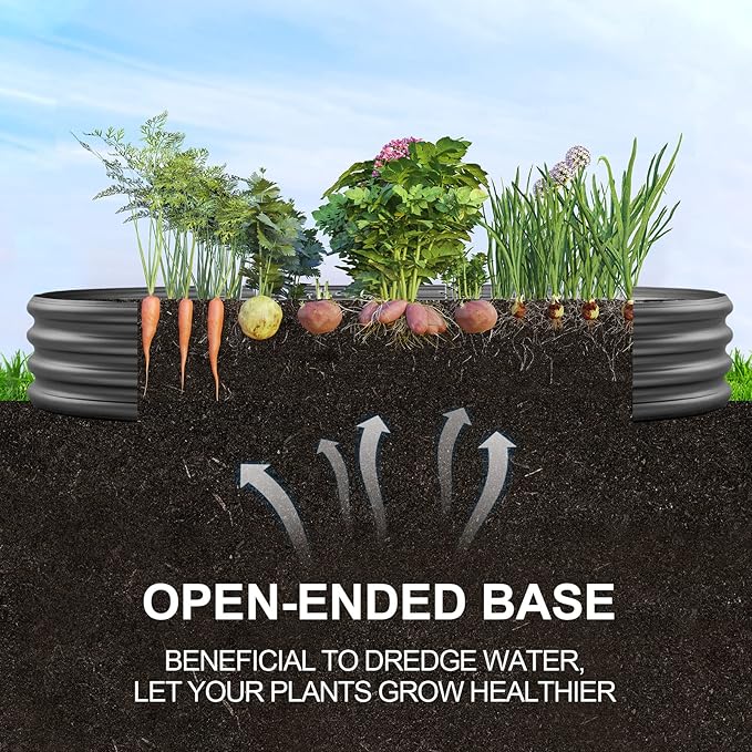 Land Guard Galvanized Raised Garden Bed Kit, Galvanized Planter Raised Garden Boxes Outdoor, Oval Large Metal Raised Garden Beds for Vegetables(Grey)4×2×1ft(1pcs) Rootora