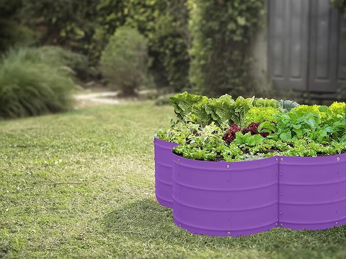 Plant & Plot Galvanized Raised Garden Beds Outdoor // 3×3×1 ft Planter Raised Beds for Gardening, Vegetables, Flowers // Large Metal Garden Box (Purple) // Patented Tool-Free Design PlantPlot