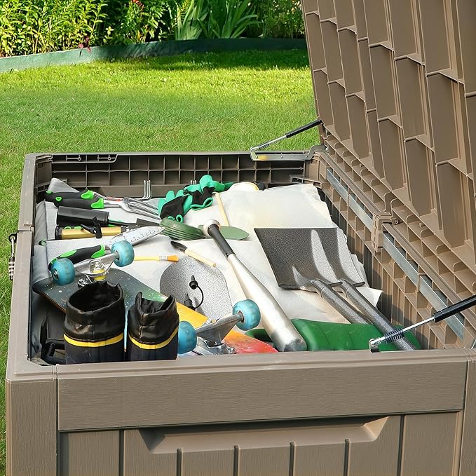 YITAHOME 230 Gallon Outdoor Storage Deck Box, Weather-Resistant Resin, Versatile for Patio Furnishings, Outdoor Cushions, Garden Tools, and Sports/Pool Gear, Taupe YITAHOME