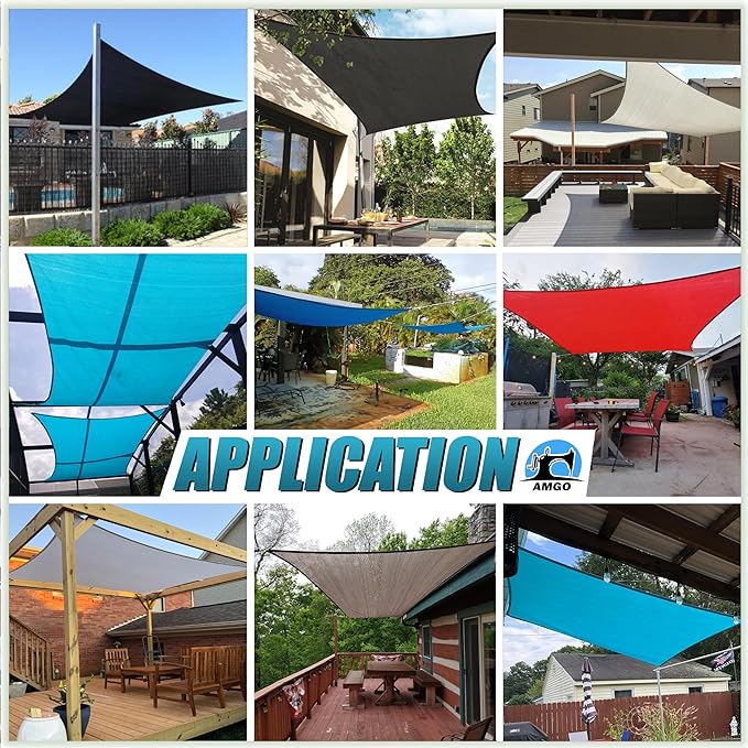 Amgo 14' x 14' x 19.8' Beige Right Triangle Sun Shade Sail UPF50+ Canopy Awning AGSLT, 95% UV Blockage, Water & Air Permeable, 200GSM Heavy Duty Commercial Series(We Make Custom Sizes) Amgo