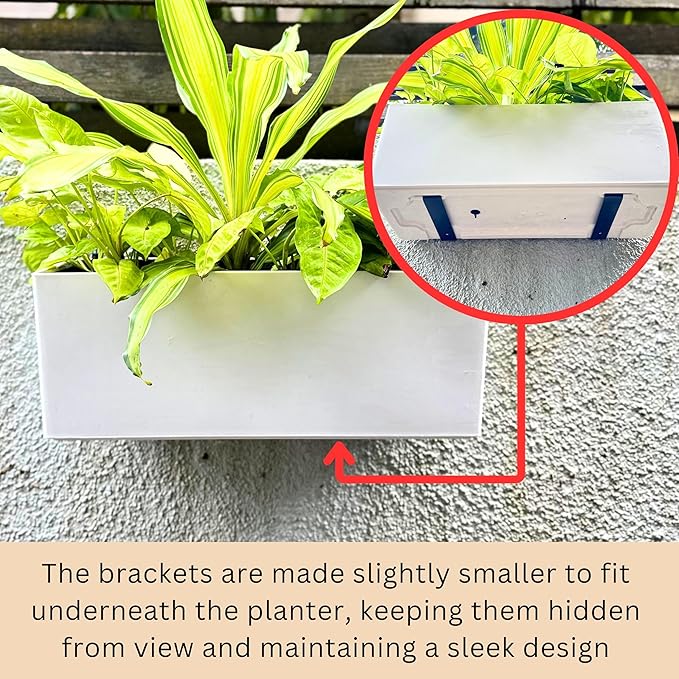 LaLaGreen Wall Planter for Outdoor (2 Pack, 20 Inch) White Self Watering Rectangular Window Boxes Planters to Attach to House with Bracket, Country Vertical Plant Wall Holder Indoor Garden Minimalist L%C3%A1L%C3%A1Green