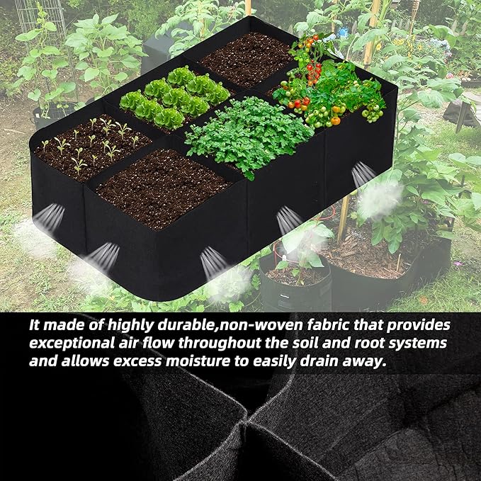 CJGQ Fabric Raised Garden Bed 4x2x1ft Garden Grow Bed Bags for Growing Herbs, Flowers and Vegetables 55 Gallon CJGQ
